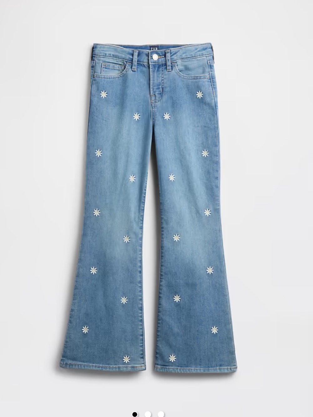 GAP Kids 70s Light Blue Daisy Embroidered Flare Leg Jeans Size 7